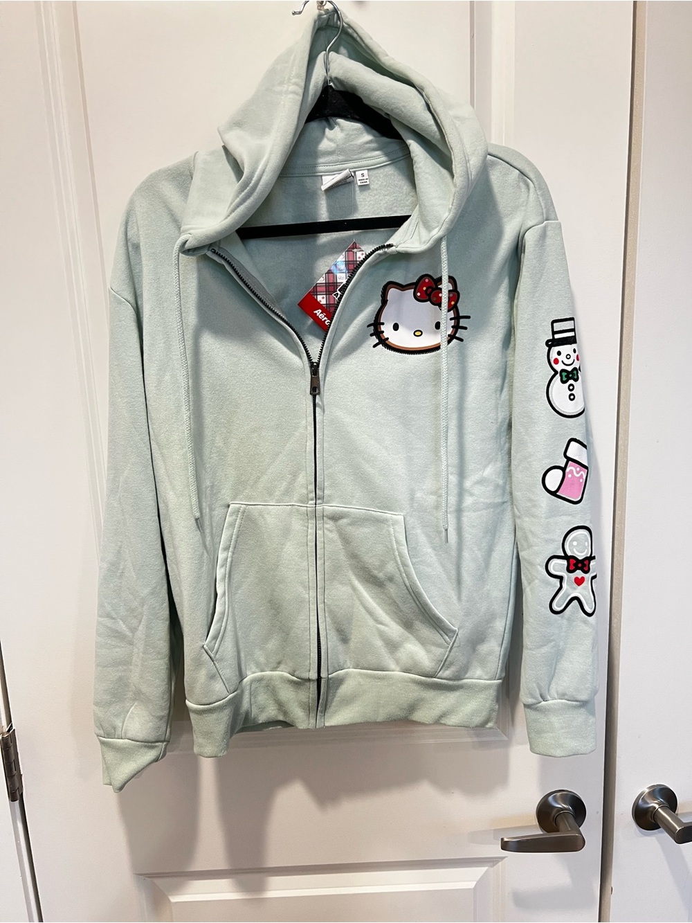 Aeropostale & Hello Kitty  Collab Light Mint Adult Zip-Up Hoodie Jacket